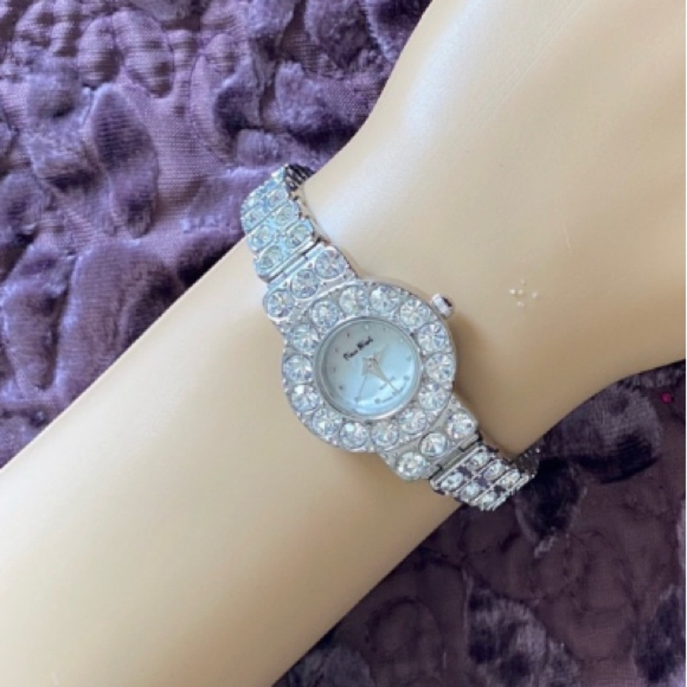 PIERRE NICOL Quartz Movement Clear Crystals Silver Ladies’ Cocktail Watch